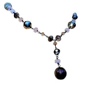 Vintage Black to Pale Pink Bead Drop Necklace